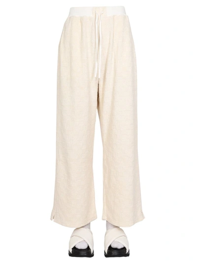 Ambush Monogram-pattern Terrycloth Wide-leg Trousers In Neutral