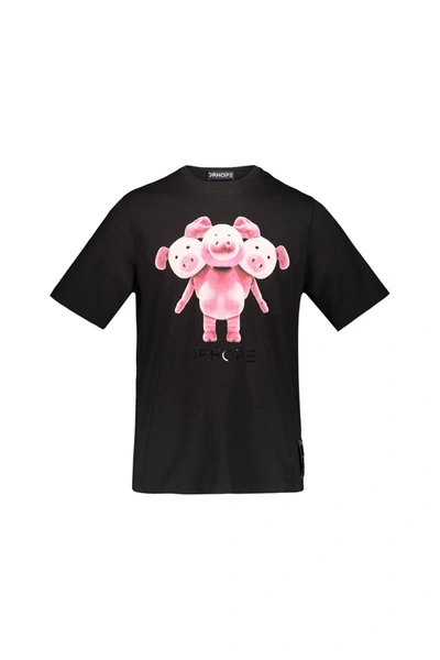 Dr. Hope Black T-shirt With Pig Print Clothing