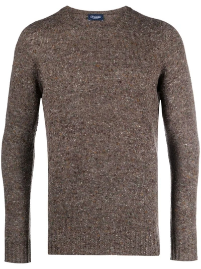 Drumohr Ribbed Knit Sweater In Brown