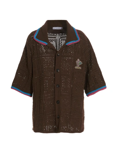 Avril 8790 Patch Crochet Shirt In Brown