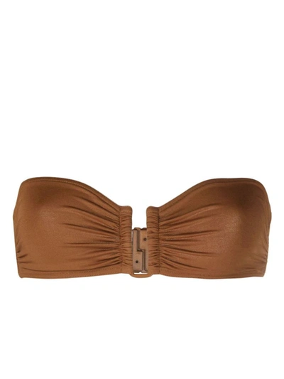 Eres Show Bandeau Bikini Top In Caramelo