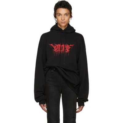 Vetements Oversized Printed Cotton-blend Jersey Hooded Top In Black