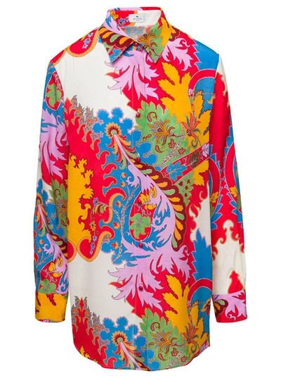 ETRO MULTICOLOR SHIRT WITH ALL-OVER GRAPHIC PRINT IN SILK WOMAN