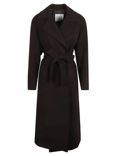 Mvp Wardrobe Tie-waist Long Coat In Black