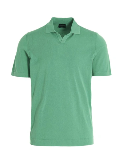Drumohr Frost Cotton Polo Shirt In Green