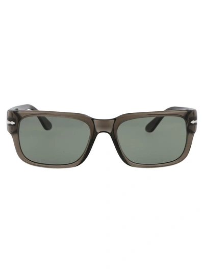 Persol Rectangular Frame Sunglasses In 110358 Transparent Taupe Grey