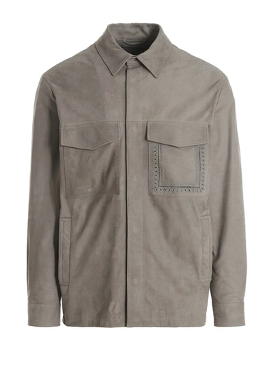 Etro Leather Shirt In Gray