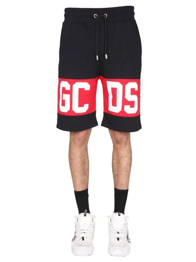 Gcds Bermuda Shorts With Logo Band In Black