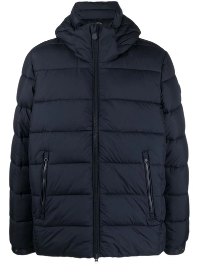 Save The Duck Zip-up Padded Jacket In Blue - Black