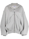 Attico Full-zip Hoodie In Melange Grey