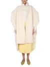 Jil Sander Oversize Fringe Knitted Cape In White