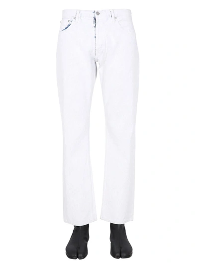 Maison Margiela Mid Rise Straight Leg Jeans In White
