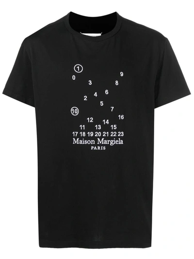 Maison Margiela Mako Cotton T-shirt With Numeric Logo In Black