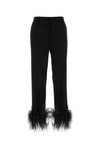Miu Miu Feathered Grain De Poudre Trousers In Black