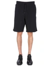 Moschino Bermuda With Logo Embroidered In Black