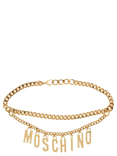 Moschino Logo Belt In Gold