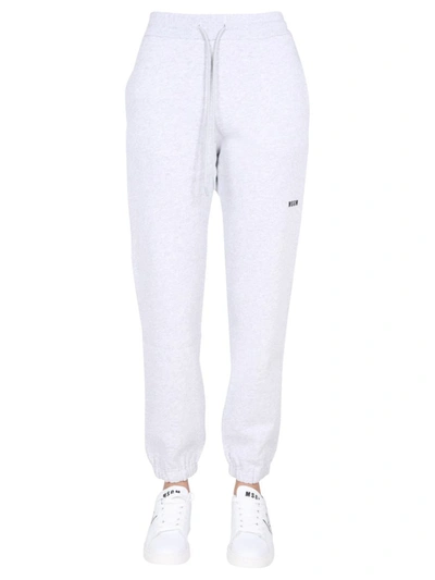 Msgm Jogging Pants With Logo Print In Grey