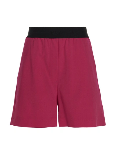 Msgm Logo Wool Bermuda Shorts In Fuchsia