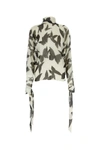 Saint Laurent Butterfly Print Silk Blouse With Tie Cuffs In Printed