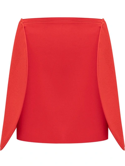 Victoria Beckham Paneled Ribbed-knit Mini Skirt In Red