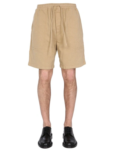 Ymc You Must Create Z Garment-dyed Stretch-cotton Jacquard Drawstring Shorts In Neutrals