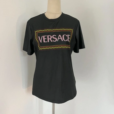 Pre-owned Versace 90s Vintage Logo Black T-shirt