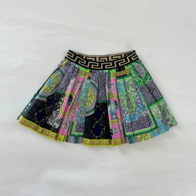 Pre-owned Versace Printed Pleated Mini Girls Skirt, 6 Years