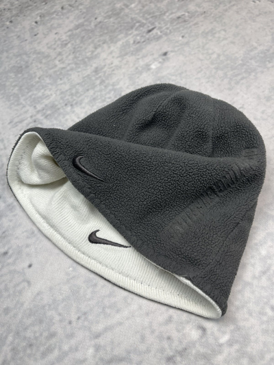 Pre-owned Nike X Vintage Nike Two Sided Hat Vintage White/gray Beanie Y2k