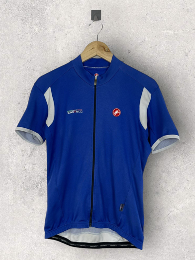 Pre-owned Jersey Castelli Sportswear Cycling  Full Zip Size L In Blue