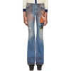 GUCCI BLUE EMBROIDERED FLARED JEANS,456955 XR714