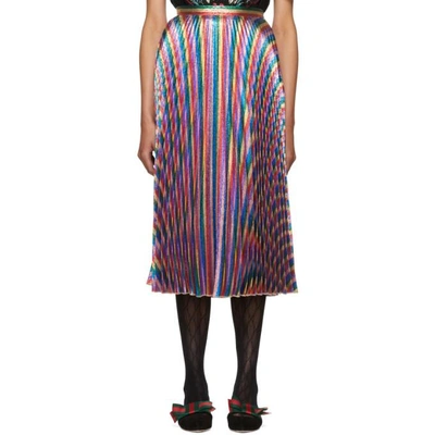 Gucci Metallic Pleated Skirt, Multicolor