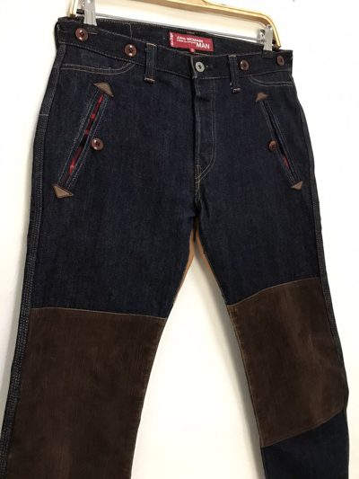 Pre-owned Comme Des Garcons X Junya Watanabe Ad2009 Junya Watanabe Levis 501xx Big E Double Knee Denim In Blue