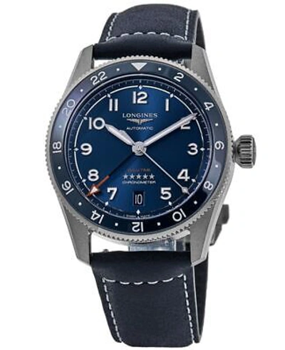 Pre-owned Longines Spirit Zulu Time Blue Dial Leather Strap Men's Watch L3.802.4.93.2