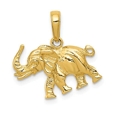 Pre-owned Bijou 14k Polished 3-d Elephant Pendant C2365 In Yellow