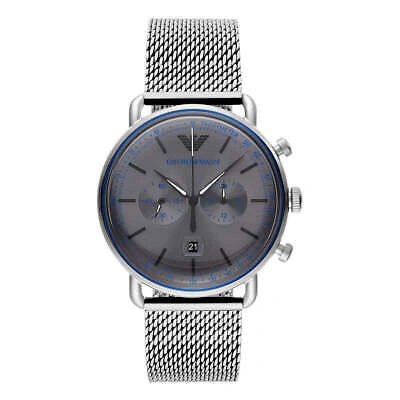 Pre-owned Emporio Armani Silver Steel Chronograph Watch