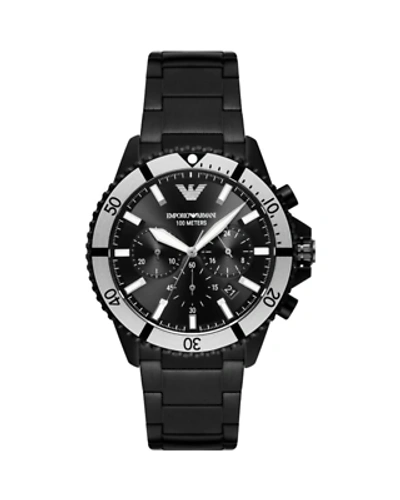 Pre-owned Emporio Armani Black Steel Chronograph Watch