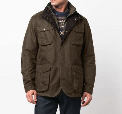 Pre-owned Barbour Ogston Wax Jacket W/ Elbow Patches Olive Msrp$540 Rugged Sophistication In Green
