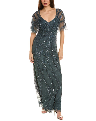 Pre-owned Theia Embellished Gown Women's In Blue