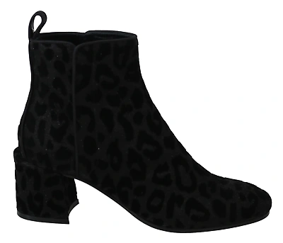 Pre-owned Dolce & Gabbana Elegant Black Leopard Print Short Boots