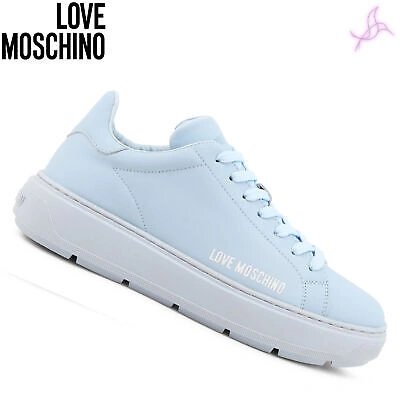 Pre-owned Moschino Sneakers Love  Ja15304g1gia0 Woman Blue 135840 Shoes Original Outlet