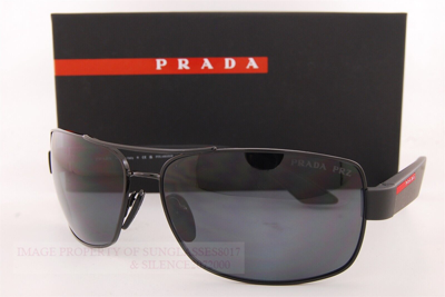 Pre-owned Prada Brand  Sport Linea Rossa Sunglasses Ps 50zs 1ab02g Black/polarized Grey In Gray