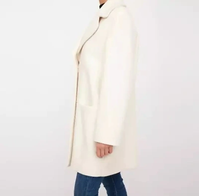 Pre-owned Moschino Love  Elegant Long Wool-blend Coat With Embroidery In White