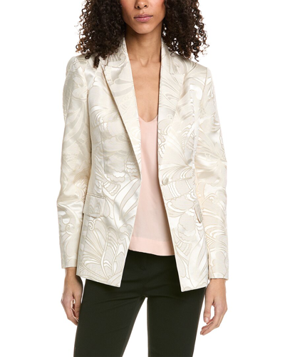Pre-owned Ted Baker Slim Fit Jacquard Jacket Women's In White