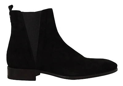 Pre-owned Dolce & Gabbana Elegant Suede Leather Chelsea Boots In Black