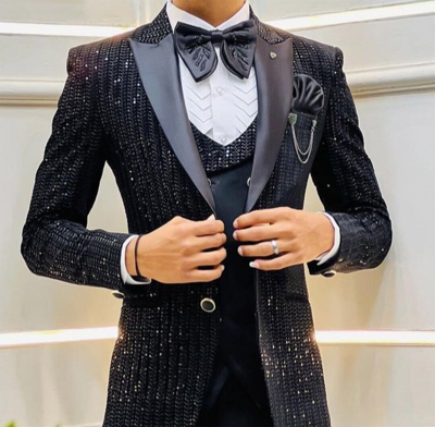 Pre-owned Handmade Special Gift For Him Suits Designer Wedding Dinner Suits (jacket+vest+pants) In Black