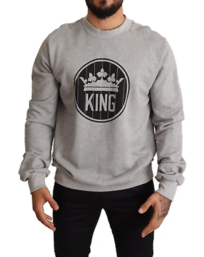 Pre-owned Dolce & Gabbana Regal Crown Cotton Sweater - Sophisticated Gray