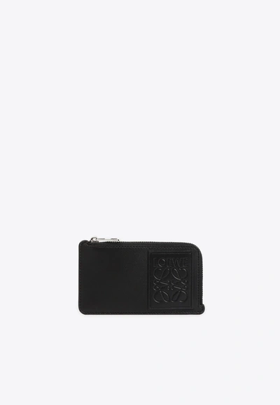 Loewe Anagram Leather Zipped Cardholder In Black