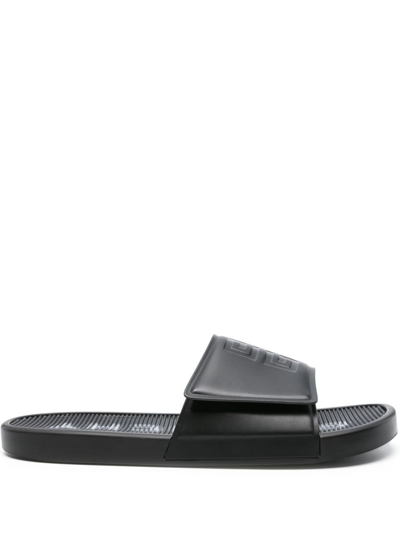 Givenchy Men's Slide Flat Sandals In Synthetic Leather In 004 - Blackwhite
