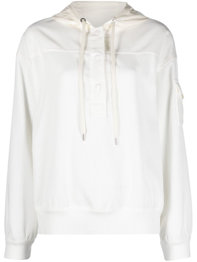 Moncler White Press-stud Placket Hoodie