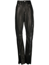 RICK OWENS BLACK BOLAN BANANA LEATHER TROUSERS